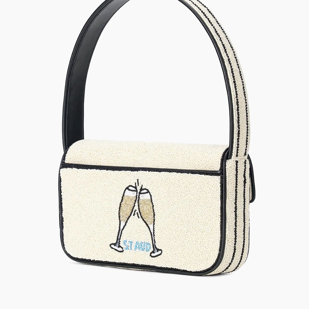 STAUD Caviar Beaded Shoulder Bag